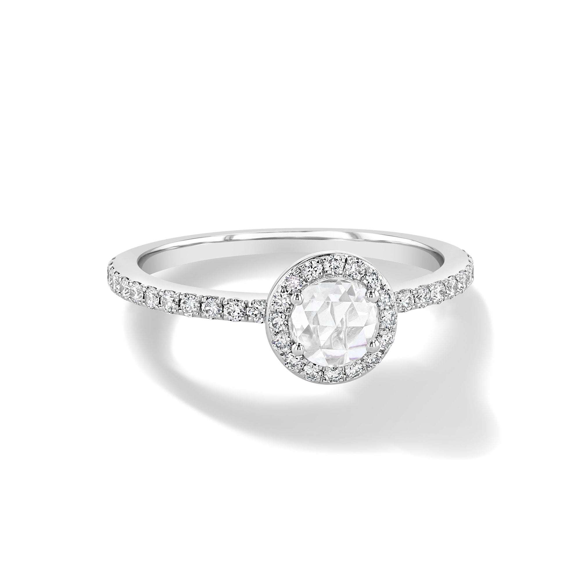 Image of 64facets rose cut diamond solitaire ring